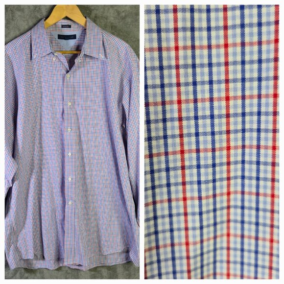 Tommy Hilfiger Mens Button‎ Down Shirt Size 17 1/2 Classic Preppy Office Regular - Picture 1 of 9